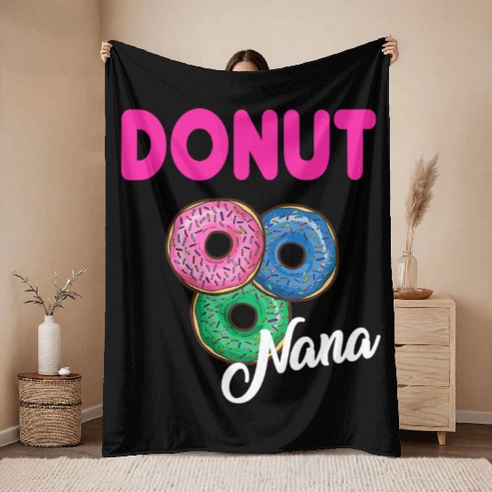 Womens Nana Donut Throw Blankets Grandmother Donut Lover