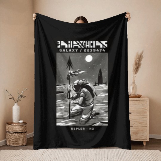 Space astronaut science planets astronomy design Throw Blankets