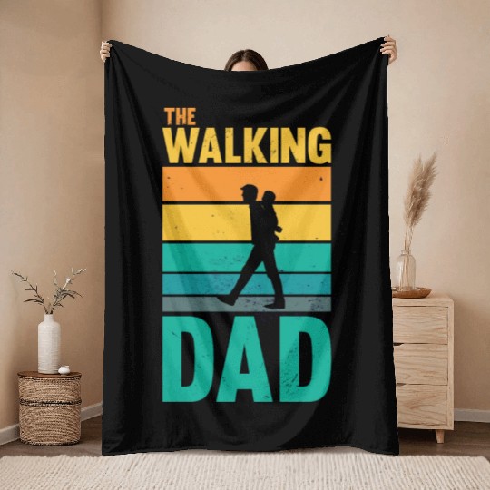 The Walking Dad Retro Throw Blankets