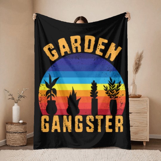 Funny Gardener Botanical Garden Gangster Throw Blankets
