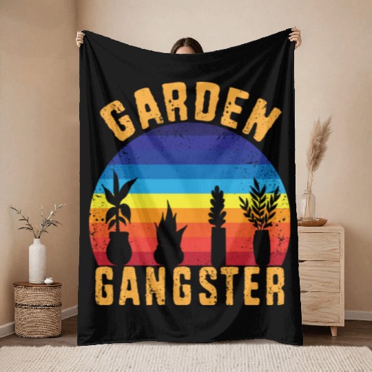 Funny Gardener Botanical Garden Gangster Throw Blankets