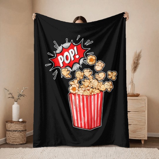 Retro Movie Popcorn Lover Throw Blankets