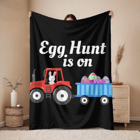 Egg Hunt is On Easter Sunday Christian Holiday Throw Blankets