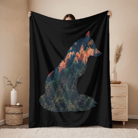 Silent Fox in the Forest Nature Wilderness Autumn Throw Blankets