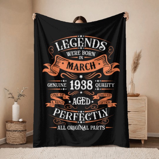 March 1938 Anniversary Vintage Gift Idea 1938 Throw Blankets