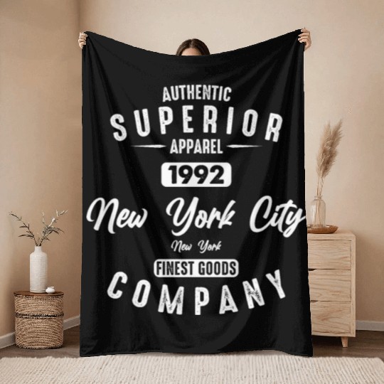 New York City Born In 1992 Vintage Birthday Throw Blankets