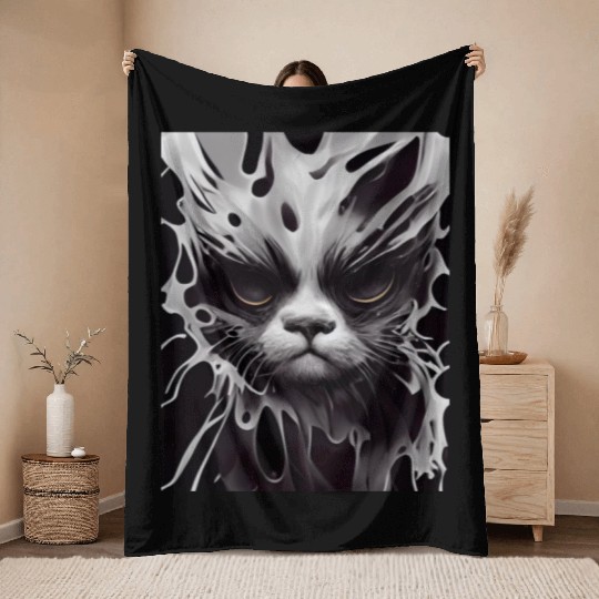 Angry Cat Throw Blankets