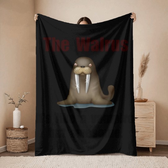Walrus Vampire Funny Throw Blankets