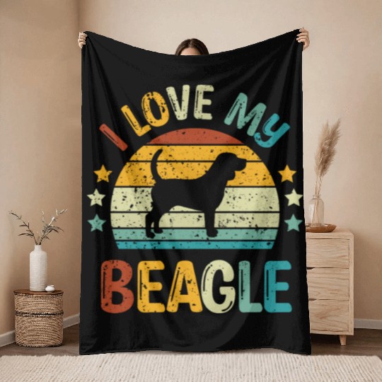 I love my beagle - Dog Puppy Pet Throw Blankets