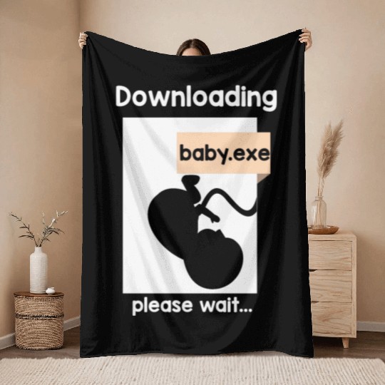 New Baby Loading Computer Science New Dad Mom Throw Blankets