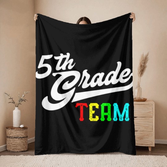 5Th Grade Team Baseball Style Teacher Team Throw Blankets