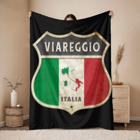 Viareggio Italy coat of arms flags design Throw Blankets