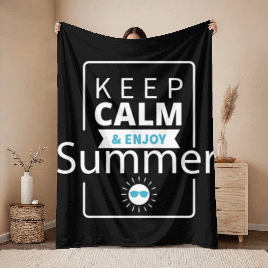 Keep Calm & Enjoy Summer Throw Blankets