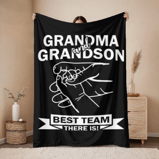 Grandma And Grandson Best Team Throw Blankets