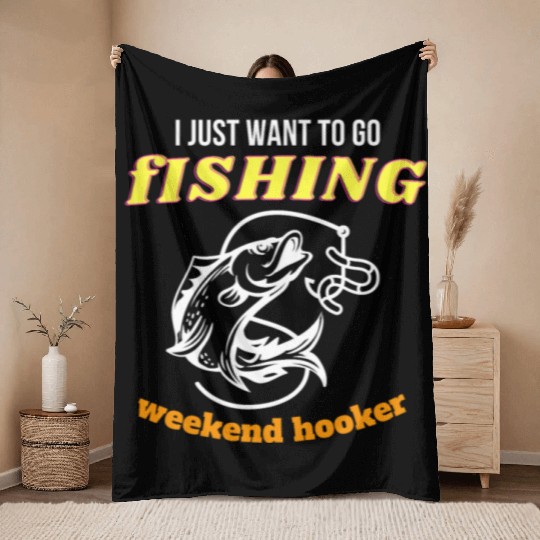 Fishing Lifestyle weekend hooker Throw Blankets
