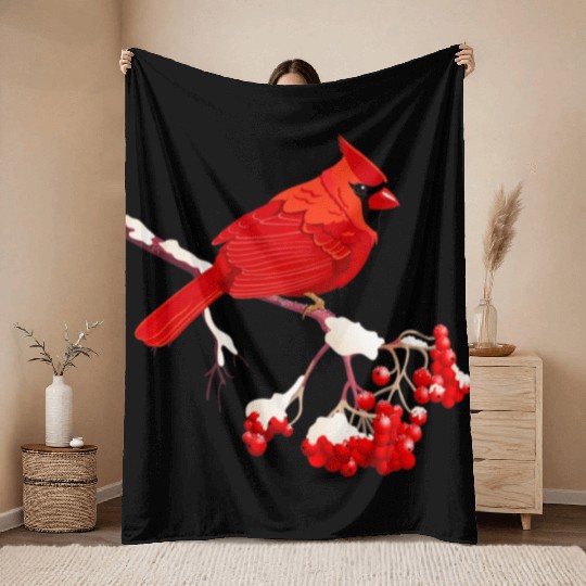 Awesome Red Cardinal Birds Gift Nature Lover Funny Throw Blankets