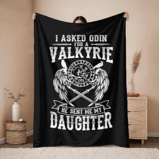 Asked For Valkyrie Viking Odin Thor Valhalla Throw Blankets