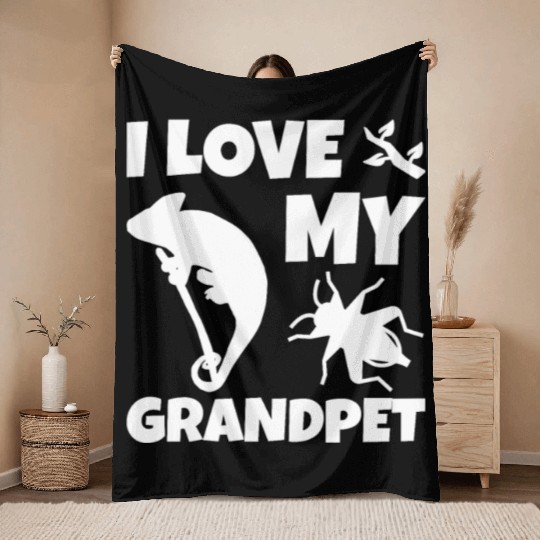 I Love My Grandpet Chameleon Throw Blankets