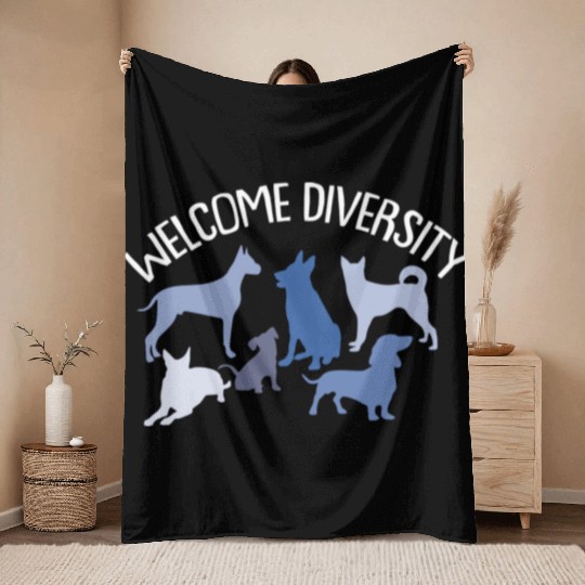 Welcome Diversity T Great For Dog Lovers Throw Blankets