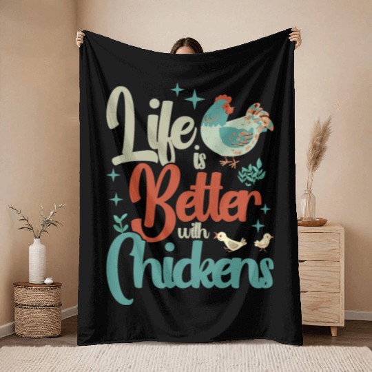Chickens Rooster Chicken Farmer Hen Poultry Cock Throw Blankets