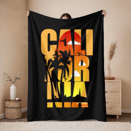 CALIFORNIA BEACH Throw Blankets