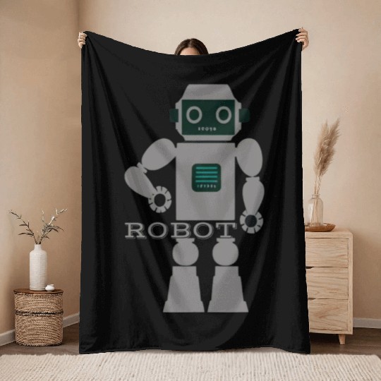 ROBOT digital character. Throw Blankets