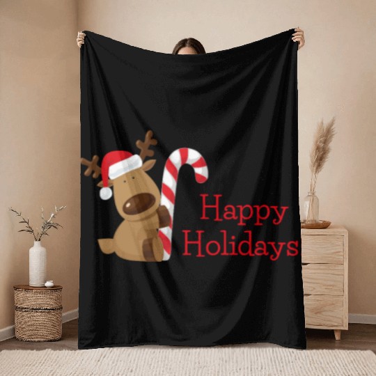 Happy Holidays Throw Blankets