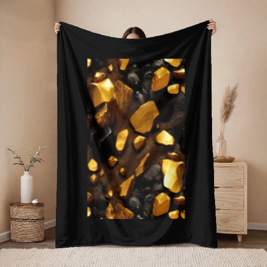 Gold nuggets Throw Blankets