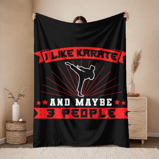 Karate Black Belt Gi Uniform I Throw Blankets