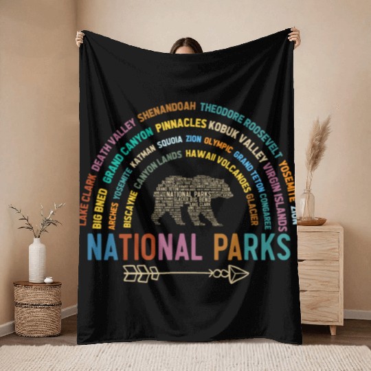 US National Parks, National Park, Denali, Redwood Throw Blankets