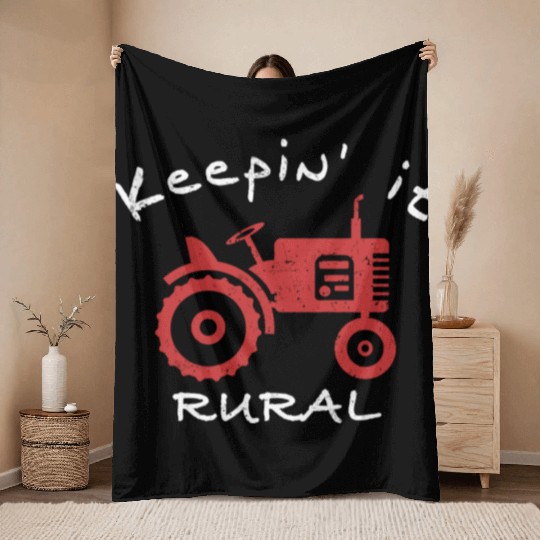 Farm Kee It Rural Tractor Farmer Farming Throw Blankets