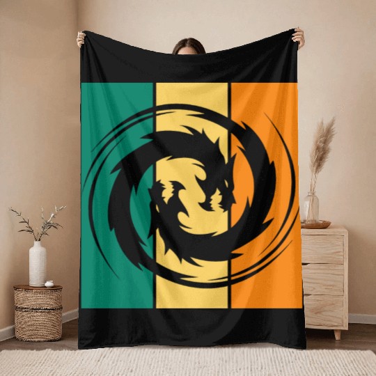 Dragon Ying Yang Throw Blankets