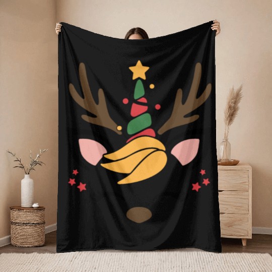 cute Christmas reindeer Throw Blankets