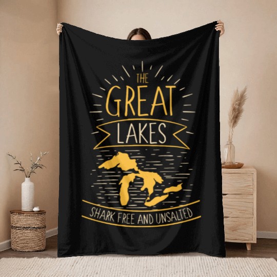 The Great Lakes Shark Free Unsalted Michigan Throw Blankets