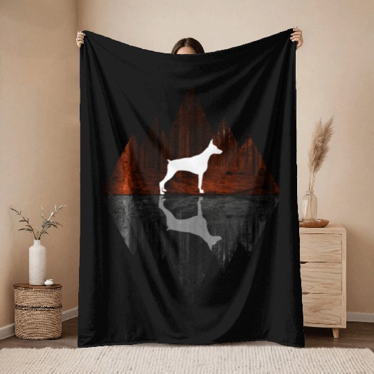 Doberman abstract - Geometry Dog Triangle Throw Blankets