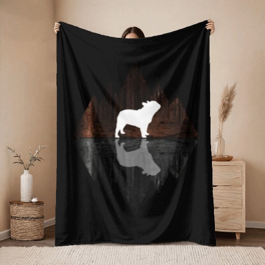 French Dog abstract - Geometry Dog Triangle Throw Blankets