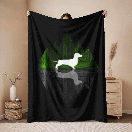 Dachshund abstract - Geometry Dog Triangle Throw Blankets