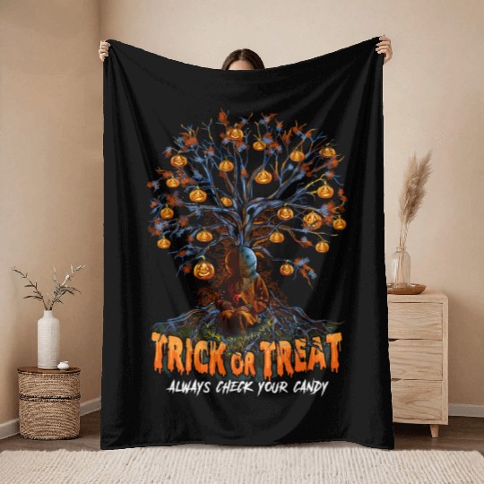 Trick or Treat, Halloween Party, Candy, Pumpkin Throw Blankets