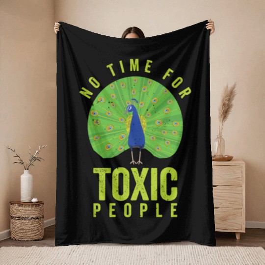 Peacock Positivity Peacock Fan Toxic People Nature Throw Blankets