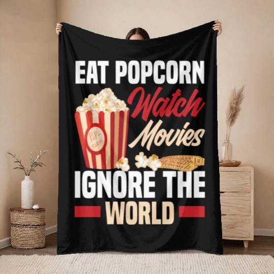 Film Popcorn Cinema Throw Blankets