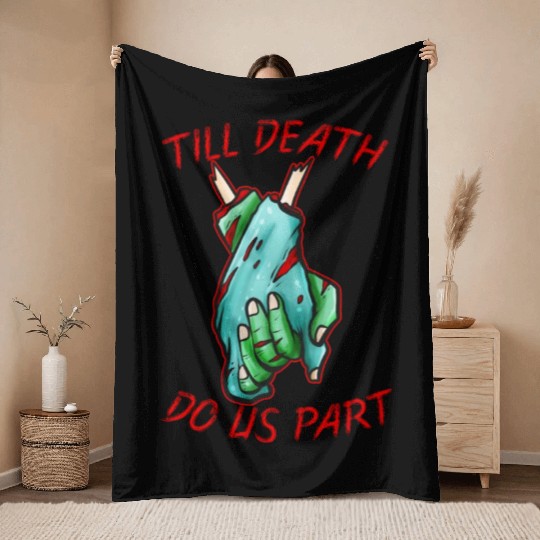 Married Lovers Tikk Death Do Us Apart Zombie Throw Blankets