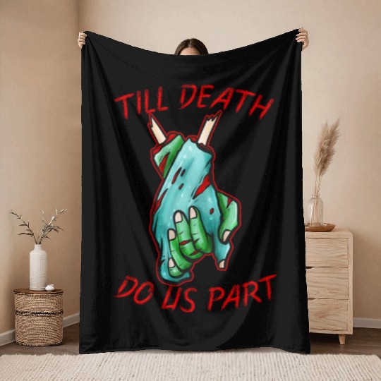 Married Lovers Tikk Death Do Us Apart Zombie Throw Blankets