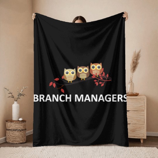 Branch Managers Cute Owls Owl Lover Bird Watcher Throw Blankets