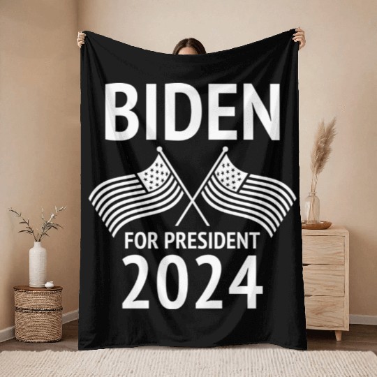 Joe Biden For President 2024 Throw Blankets