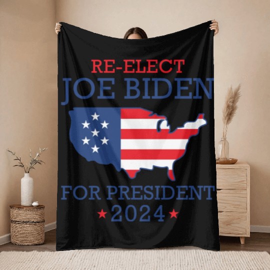 Re-Elect Joe Biden For President 2024 Throw Blankets
