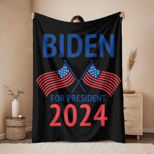Joe Biden For President 2024 Throw Blankets