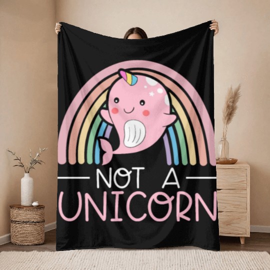 Not A Unicorn Of The Sea Animal Narwhale Narwhal Throw Blankets