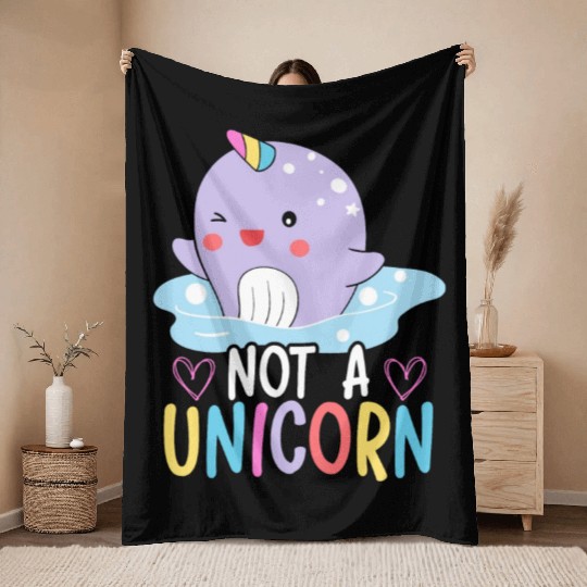 Not A Unicorn Of The Sea Animal Narwhale Narwhal Throw Blankets