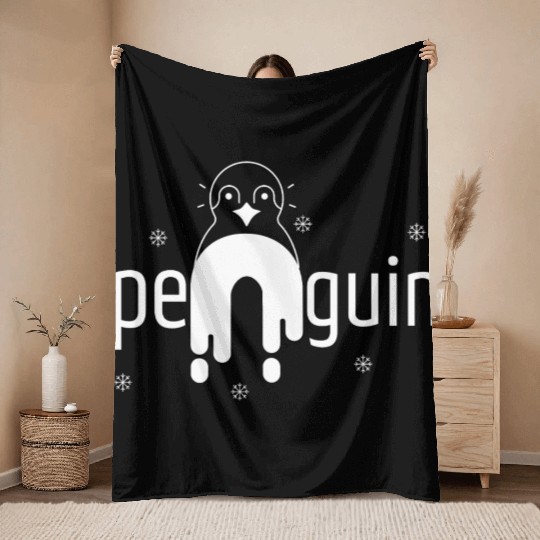 Cute penguin - adorable workout - penguin design Throw Blankets