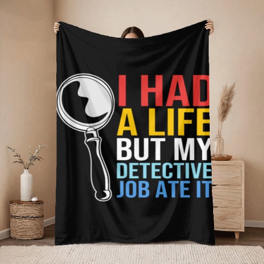 Crime Investigator Humor Funny Private Detective Throw Blankets